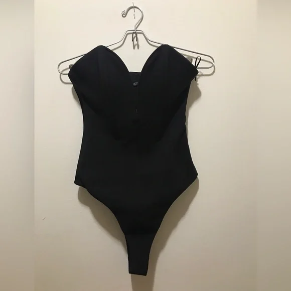 ZARA BLACK BUSTIER CORSET STRAPLESS BODYSUIT WOMENS XSMALL NWOT - Picture 7 of 9